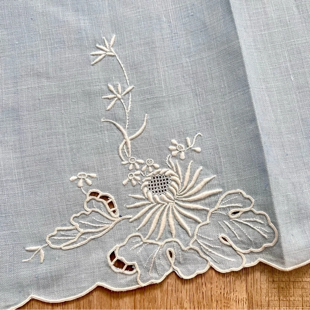 Set 6 Vintage Colorful Linen Placemats Or Napkins Embroidered Daisy‎ 19” X 13”